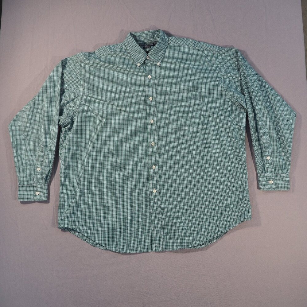 Ralph Lauren Blake Shirt Mens Extra Large Green Blue Plaid Cotton Button Down